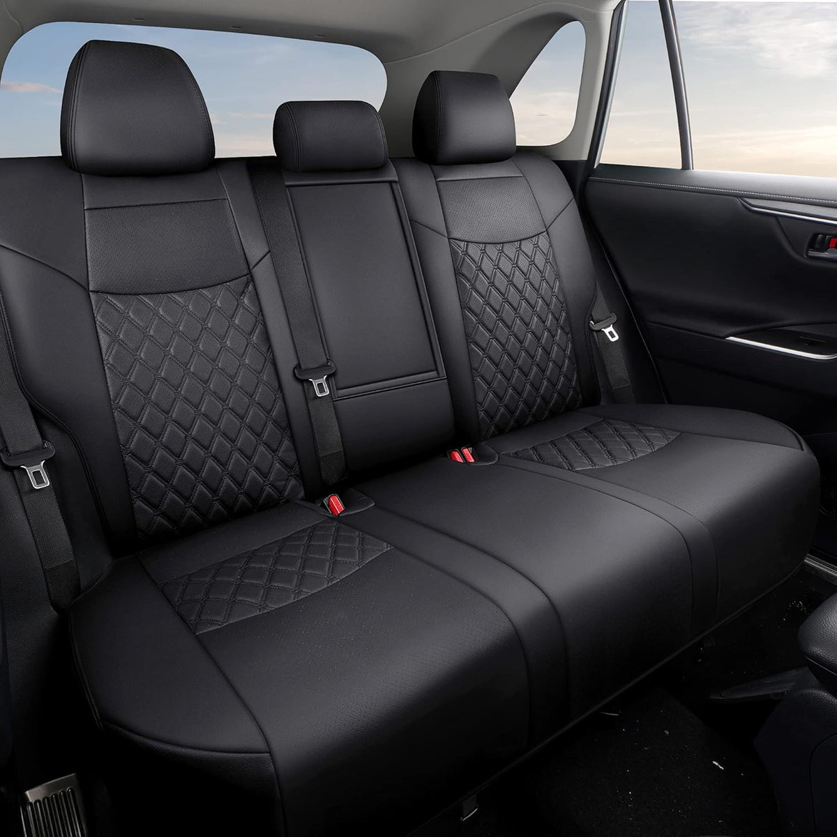 Grey Pu Leather Car Seat Covers Full Set for Toyota RAV4 W7958