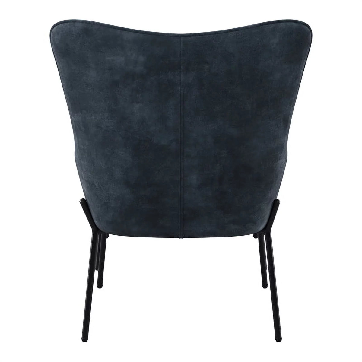 Dark Teal Blue Velvet Wingback Accent Chair with Stool J26940