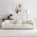 White Lambswool 4 Seat Sofa with 3 Pillows O16252