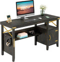 Rustic Brown Computer Desk with Storage Cabinet and Bookshelf A11383