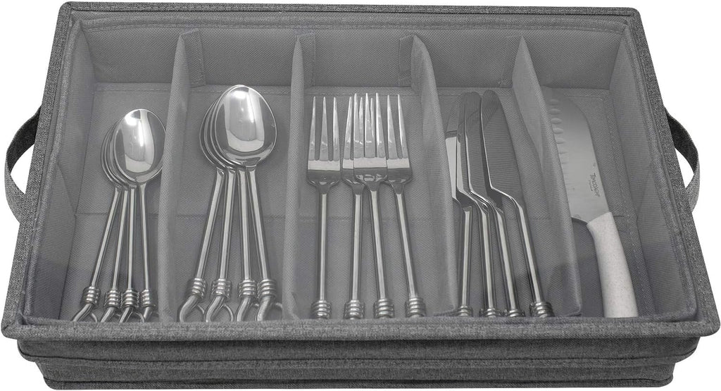 Gray Flatware Storage Chest with Clear Lid P105583