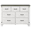 7 Drawer Wood Dresser Distressed Gray and White K713612