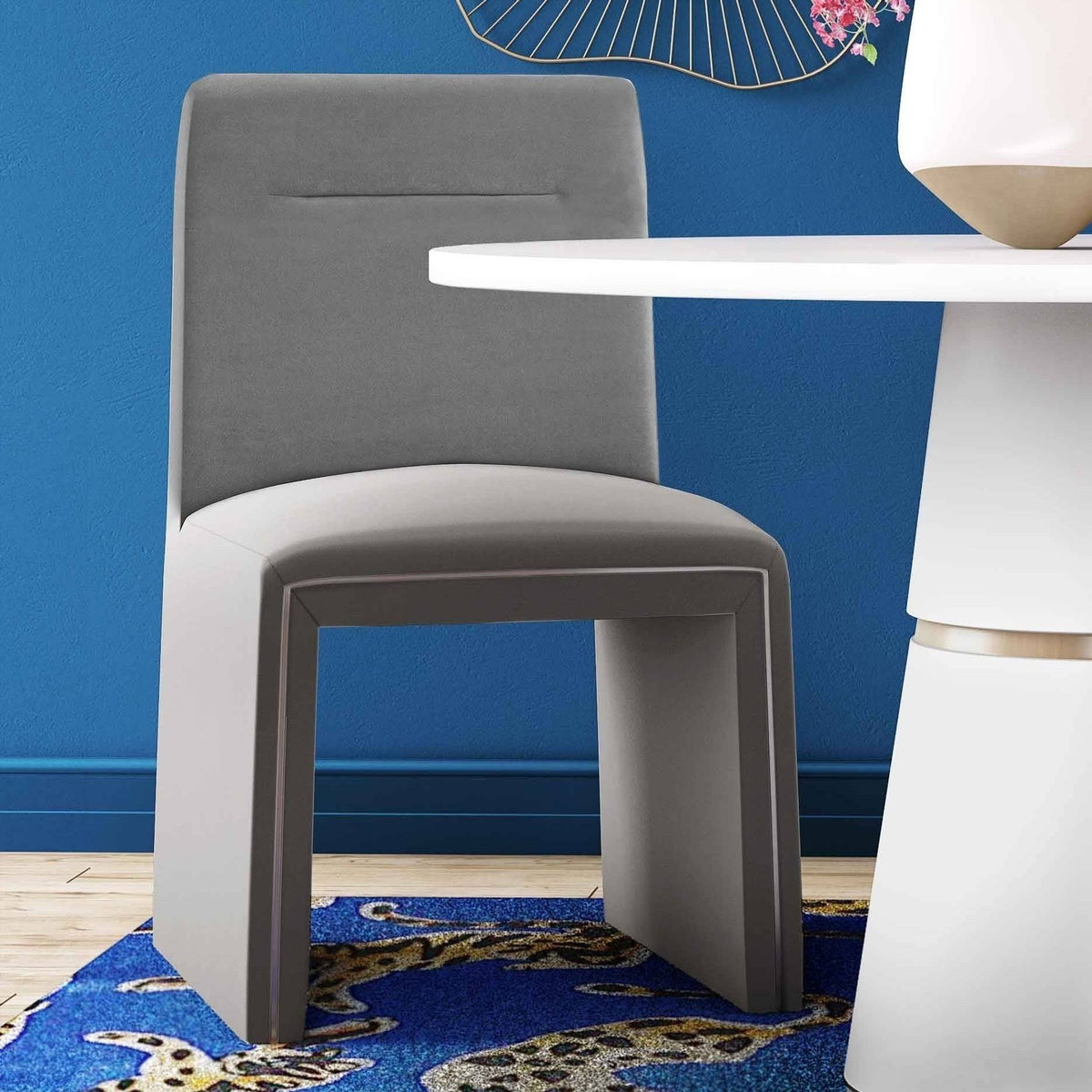Grey Performance Velvet Dining Chair Z678906