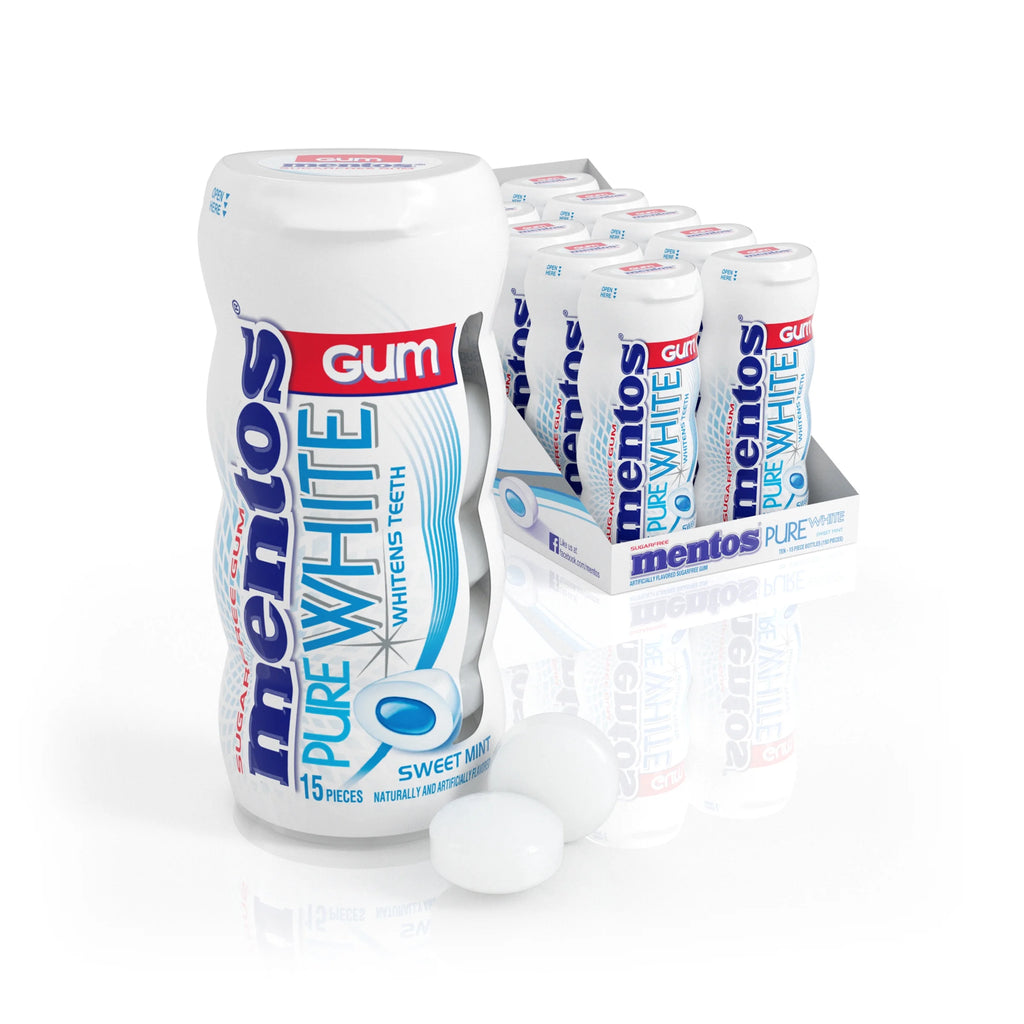 Mentos Pure White Gum Sweet Mint 15 Piece Bottle P820