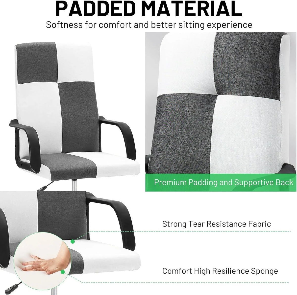 Ergonomic High Back PU Leather Swivel Rolling Office Chair with Flip-up Armrests N962878