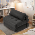 Folding Convertible Sofa Bed with Pillow, Black Linen Fabric N5751