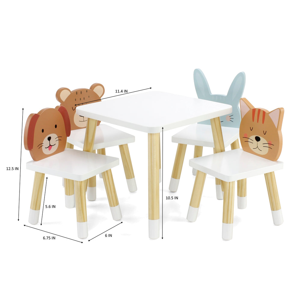 18 Inch Doll Wooden Kitchen Table and 4 Chair Dining Set X347