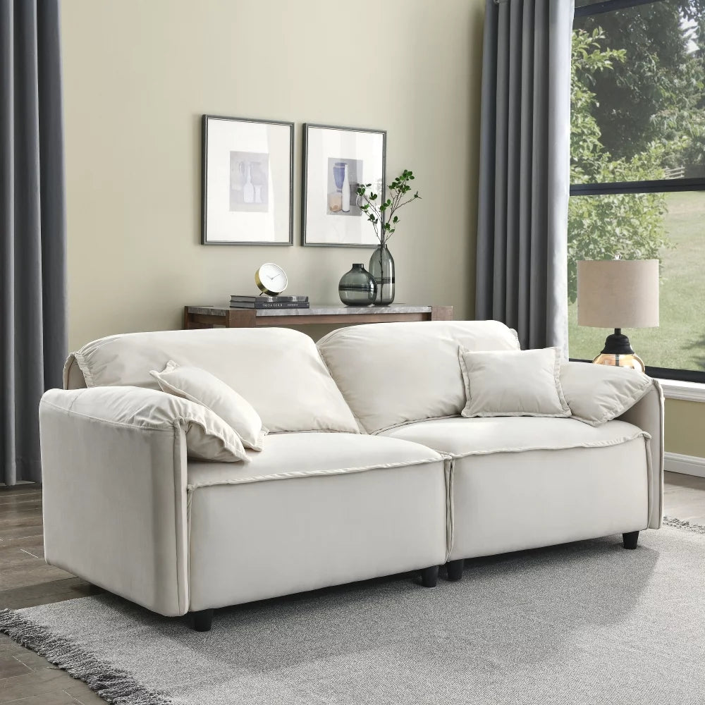 Beige Velvet 2 Piece Modular Sofa Set B2276
