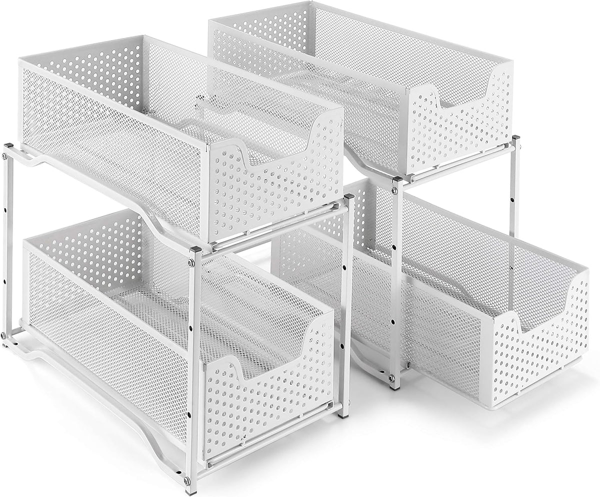 2 Pack Stackable 2-Tier Under Sink Cabinet Organizer with Sliding Storage Drawer K6614