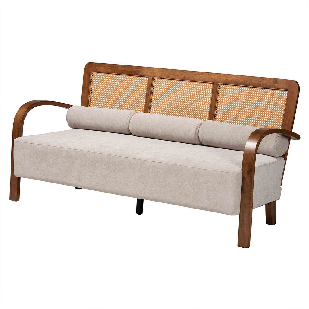 Sage Gray Fabric and Brown Wood 3-Piece Living Room Set M12826