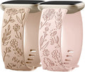 2 Pack Engraved Soft TPU Floral Pattern Replacement Strap C705109