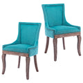 Blue Upholstered Dining Chairs Set of 2 with Wood Legs L880254