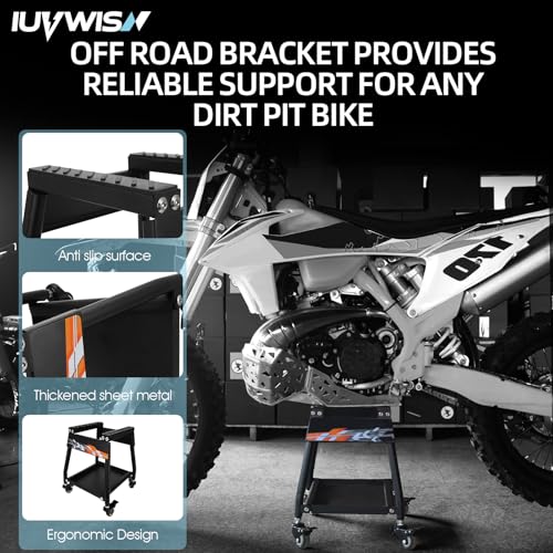 Black Movable Dirt Bike Stand with Wheels O9587