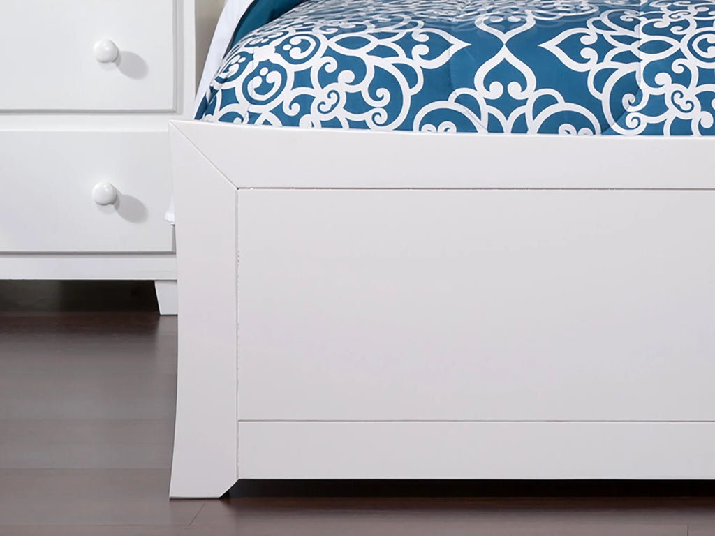 Twin XL White Wood Platform Bed with Headboard and Footboard C301