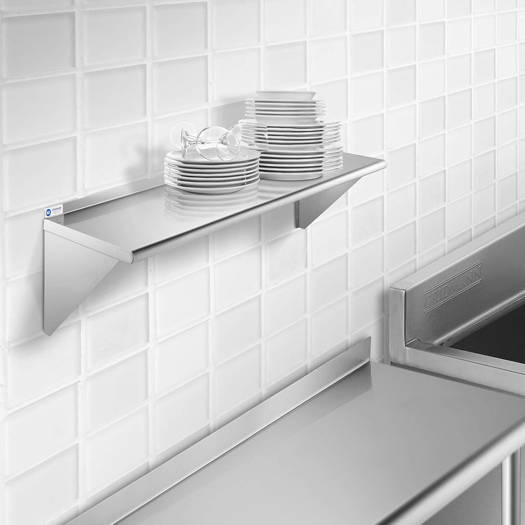 NSF Stainless Steel 12" x 48" Wall Mount Shelf with Backsplash Pack of 2 Y72378