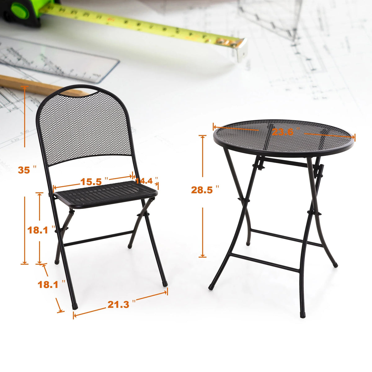 3 Pieces Metal Folding Bistro Set M6717