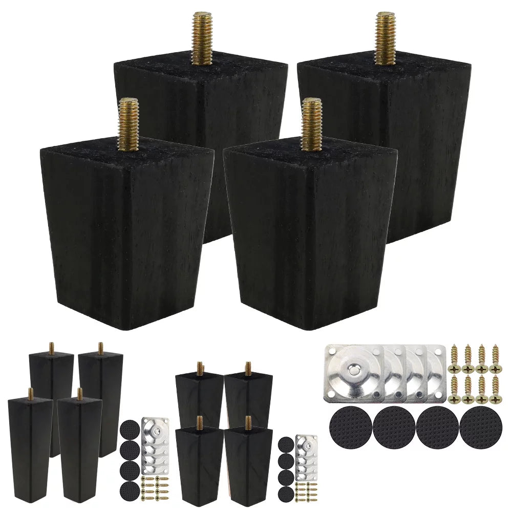 4PCS Wooden Furniture Legs Black 6CM X397439