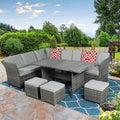 7 Pieces Wicker Rattan Sectional Sofa Couch with Ottoman V611977