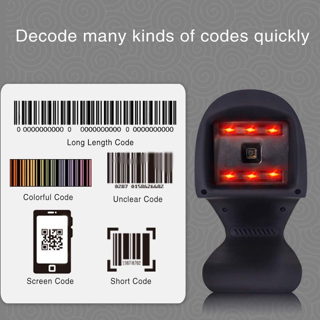 Automatic 1D 2D Omnidirectional Hands-Free USB Barcode Scanner S81947