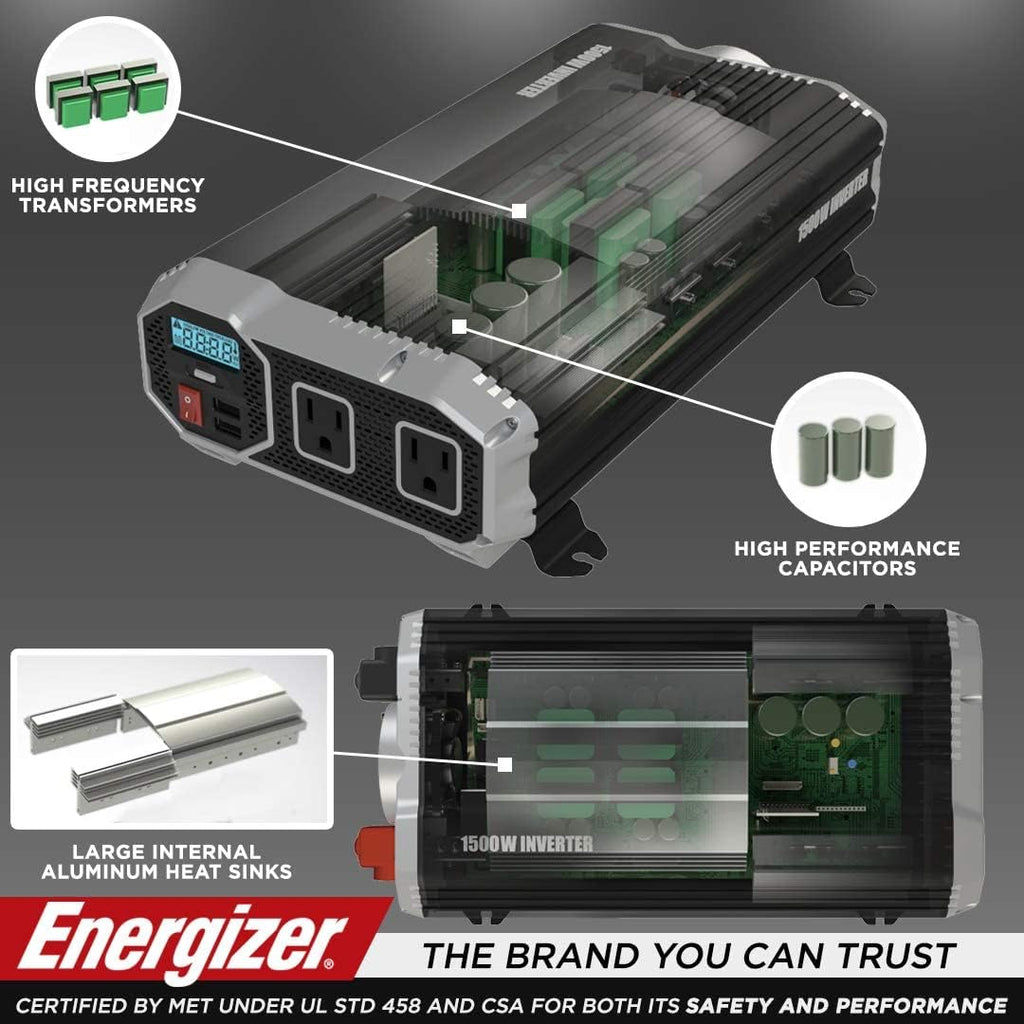 1500 Watts Power Inverter, 12v to 110v, Two AC Outlets, Two USB Ports G7161