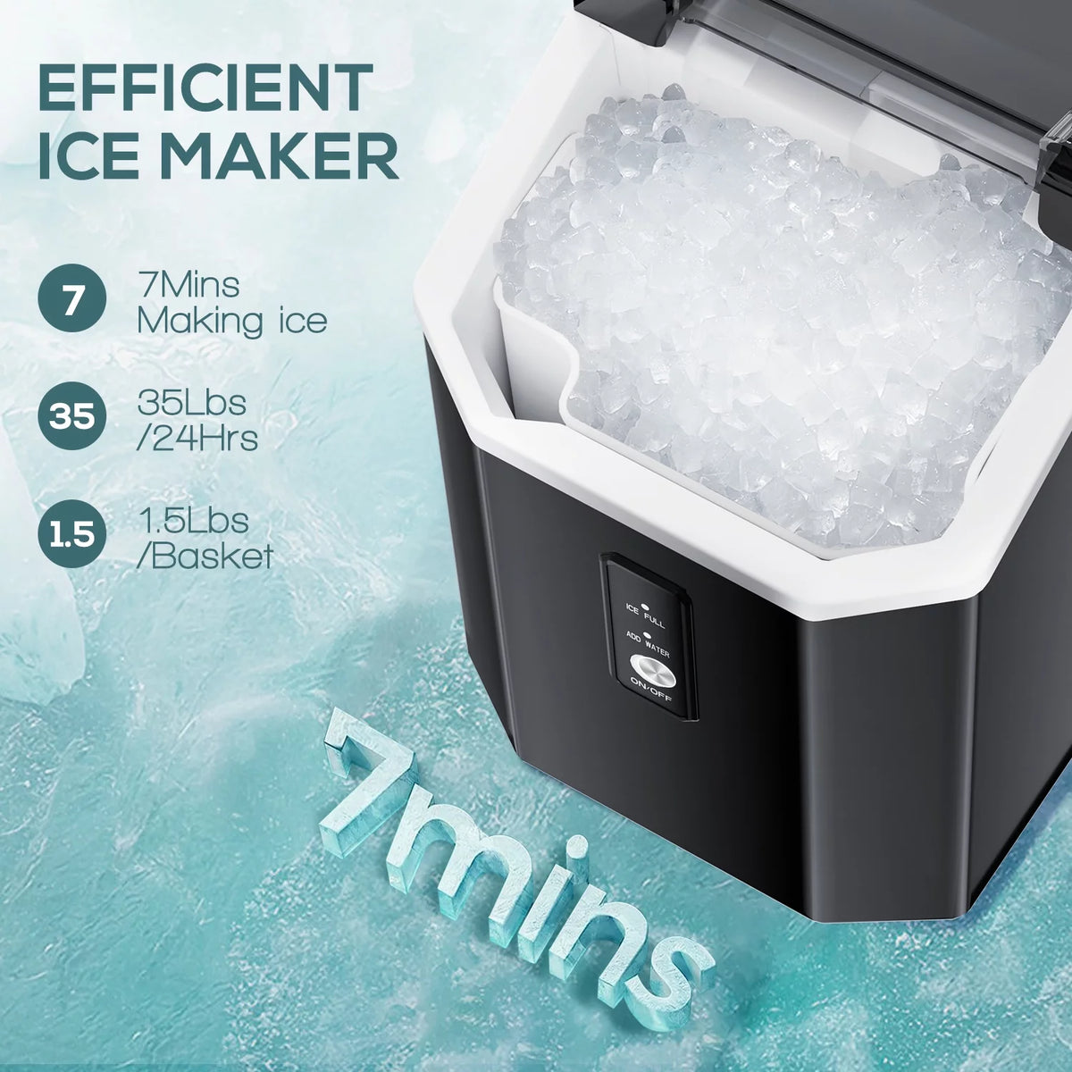 Nugget Ice Maker Countertop with Soft Chewable Pellet Ice, 33lbs/24H, Self-Cleaning, Stainless Steel N32976