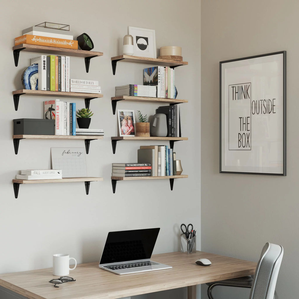 Set of 8 Black Floating Shelves U48719