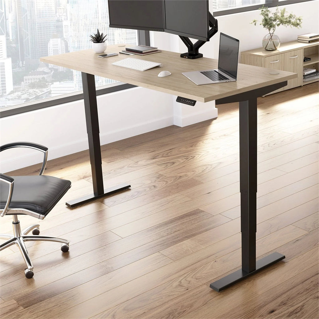 71" Adjustable Standing Desk in Natural Elm/Black L2316