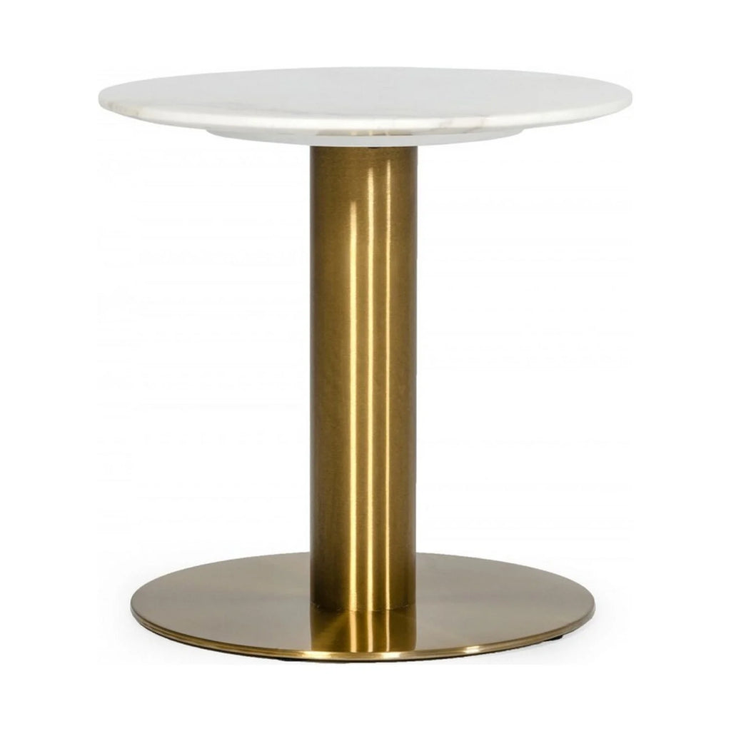 20 Inch Marble Top End Table with Pedestal Base K43941