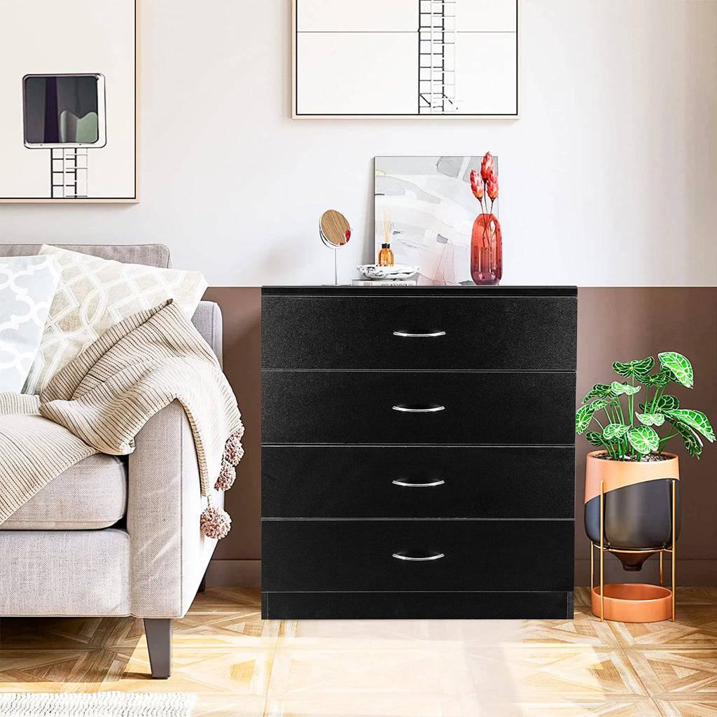 Black 4 Drawer Wood Dresser Y90070