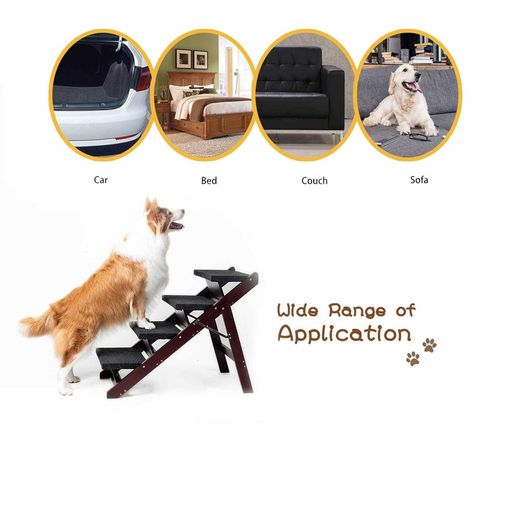 Foldable 4 Levels Wooden Pet Stairs & Ramp U52728