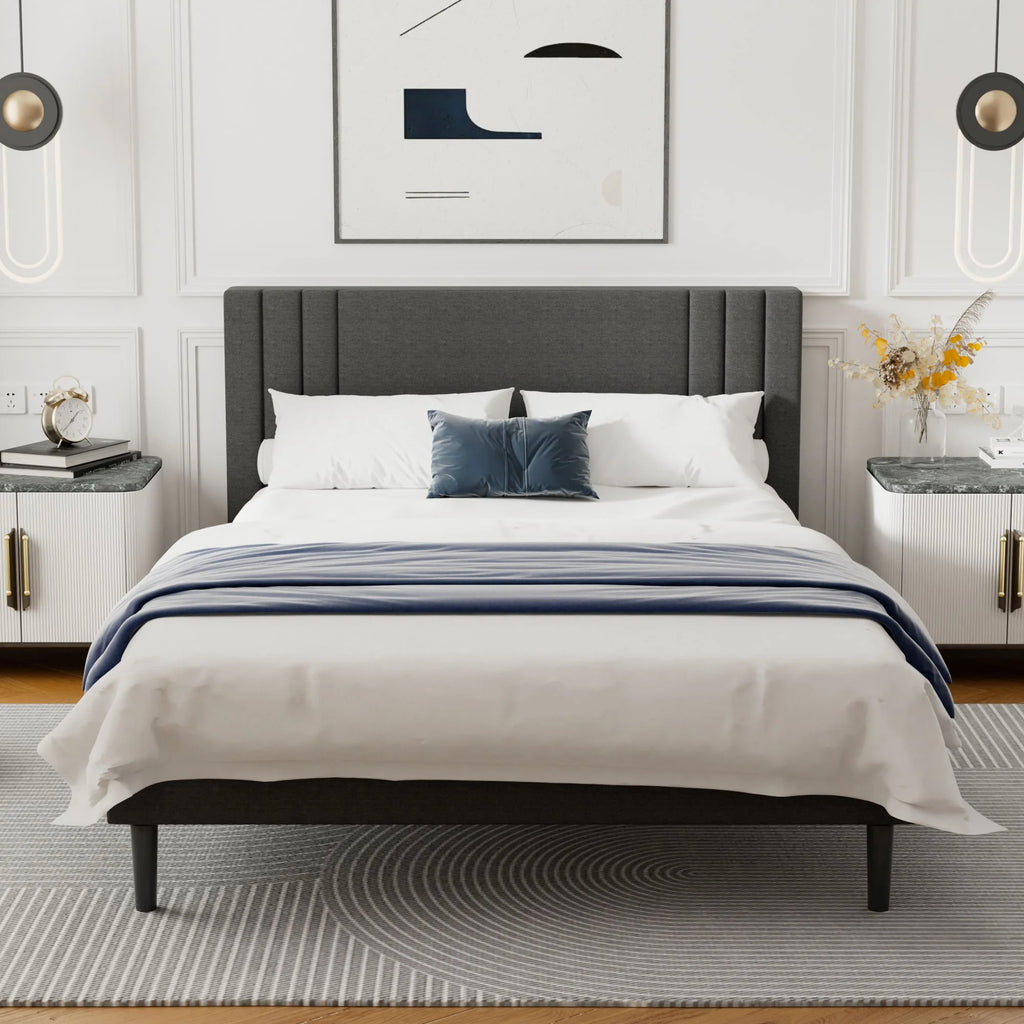 Dark Gray Wood Frame Full Platform Bed G68371