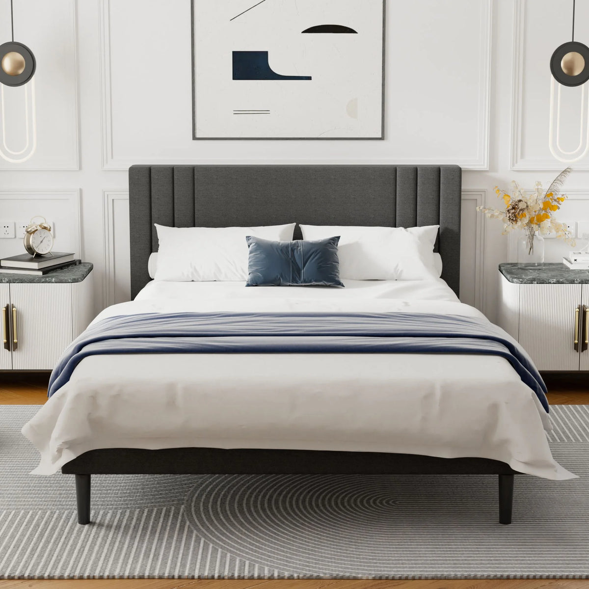 Dark Gray Wood Frame Full Platform Bed G68371
