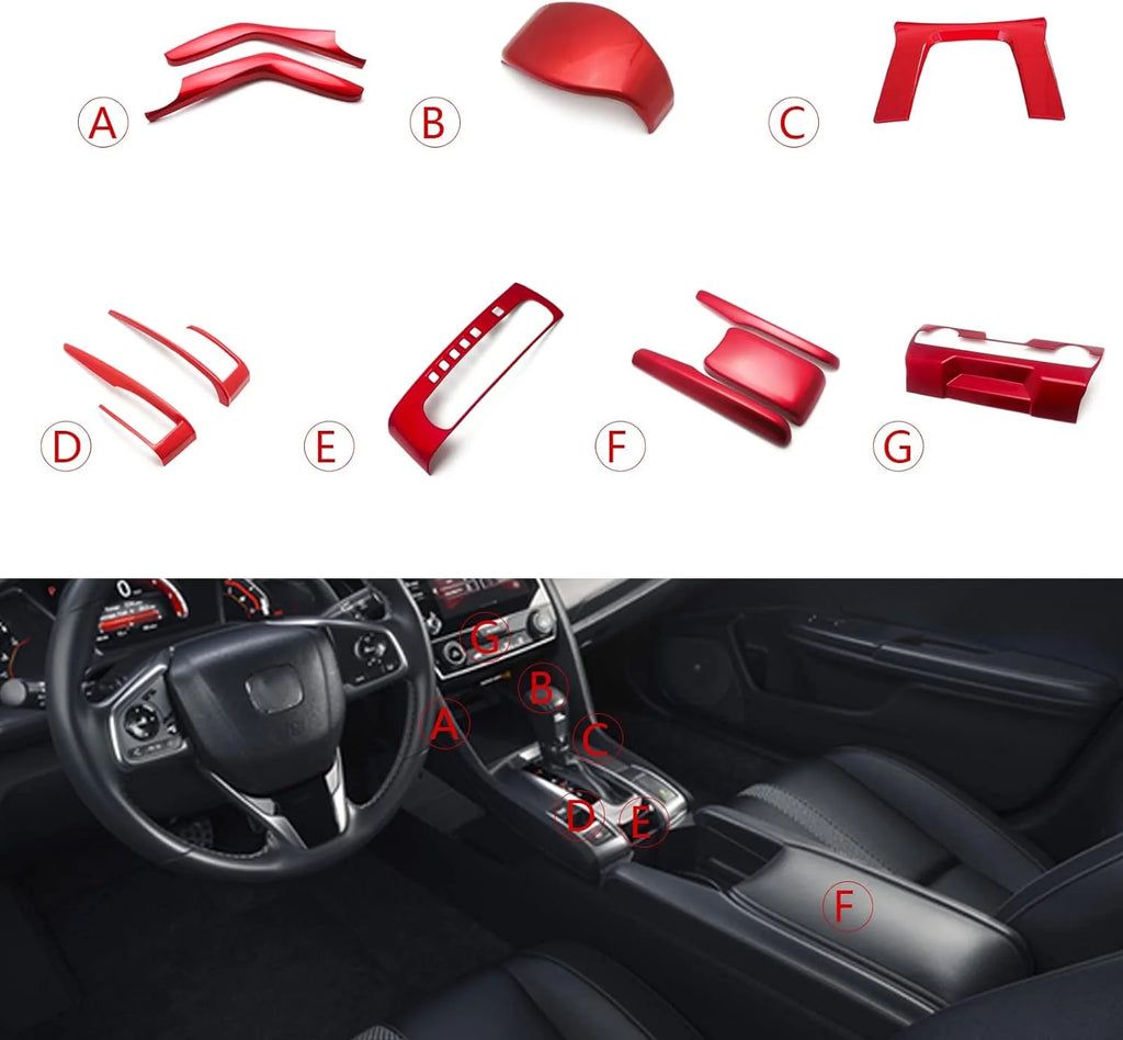 Interior Center Console Panel Gear Shift Button Frame Trim Kit Sporty Red R960294