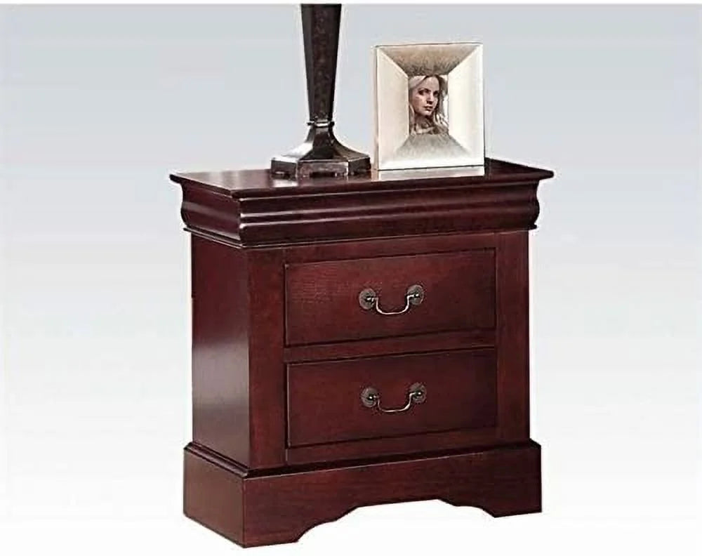 2 Drawer Wooden Nightstand End Table in Cherry T72755