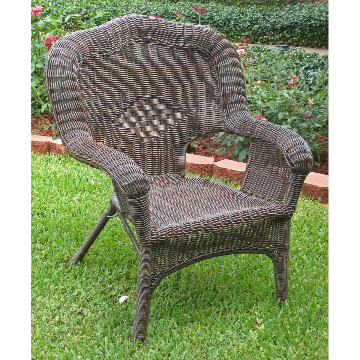 Antique Black Resin Wicker Patio Chair V635561