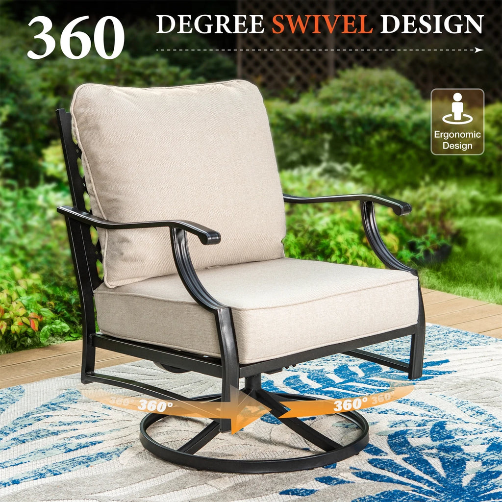 Beige 9-Seater Patio Conversation Set with Swivel Chair Sofa P426717