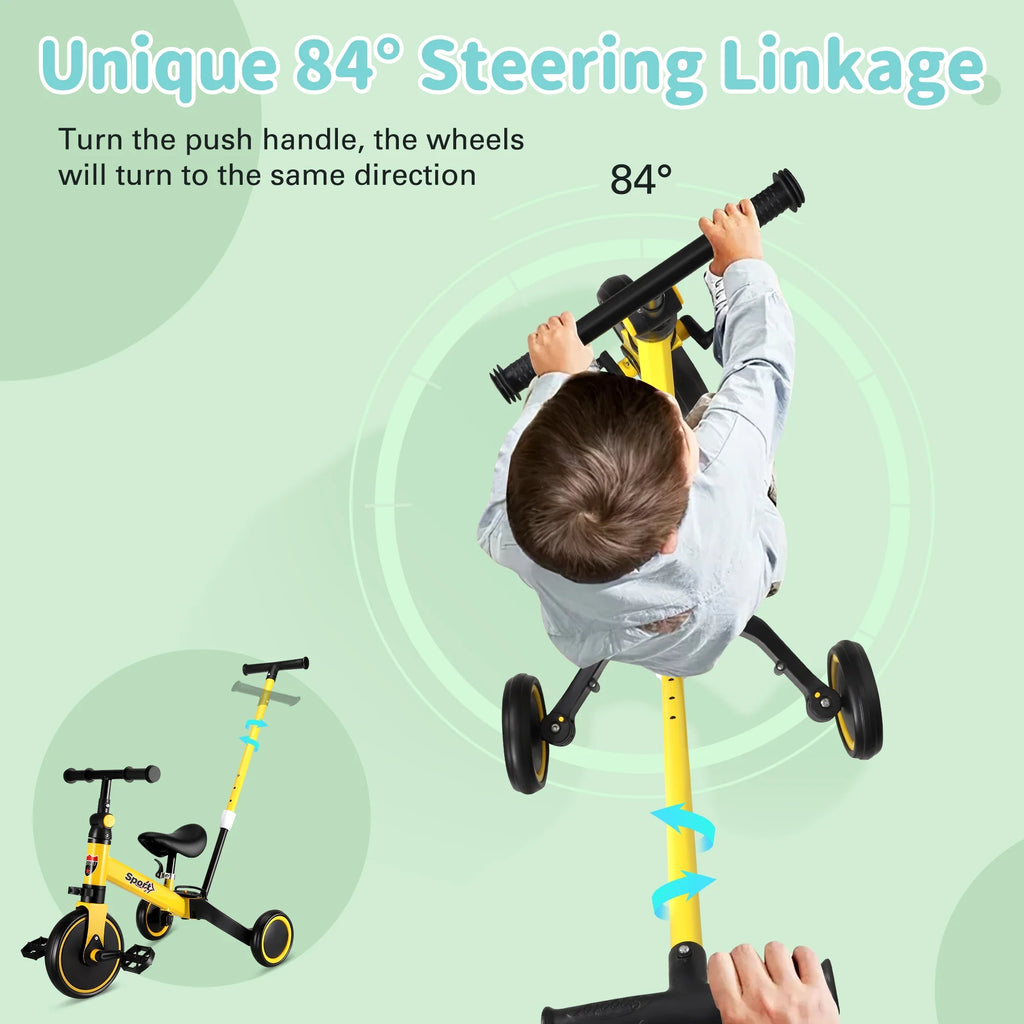 6 in 1 Kids Tricycle with Adjustable Seat and Removable Pedal F9061