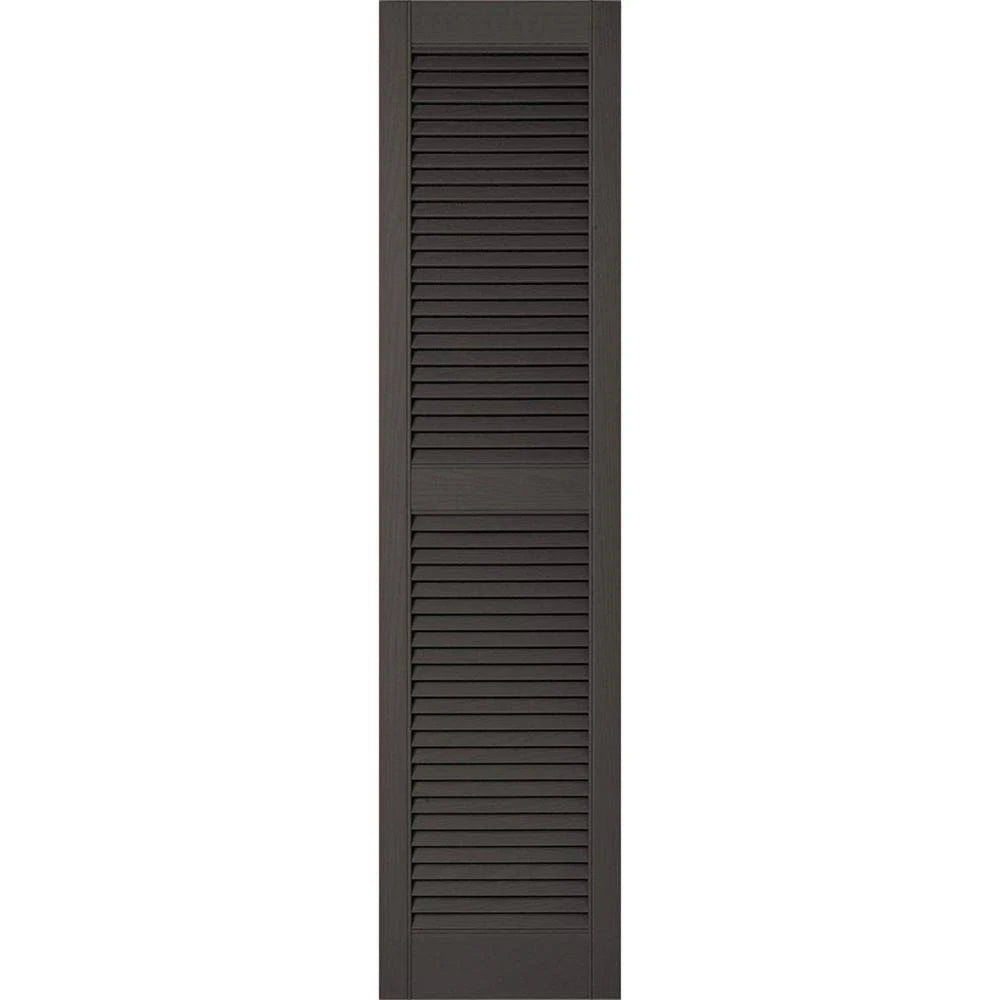 18 inchw x 84 inchh Vinyl Open Louver Shutters, Tuxedo Grey O452