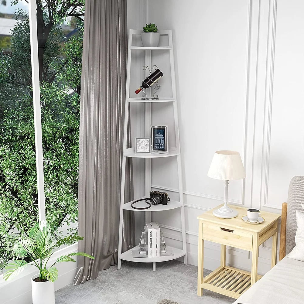 Black 5 Tier Corner Bookcase W34970