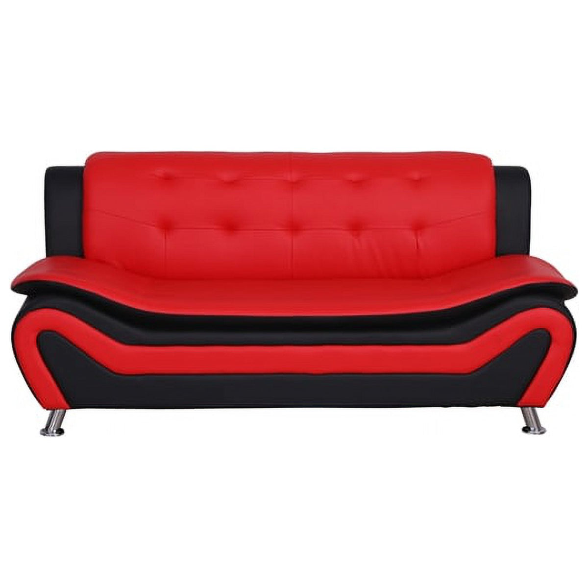 2-Piece Set with Sofa and Club Chair in Black & Red C22969