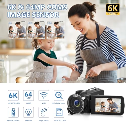 6K 64MP IR Night Vision Video Camera with 32GB SD Card E7571