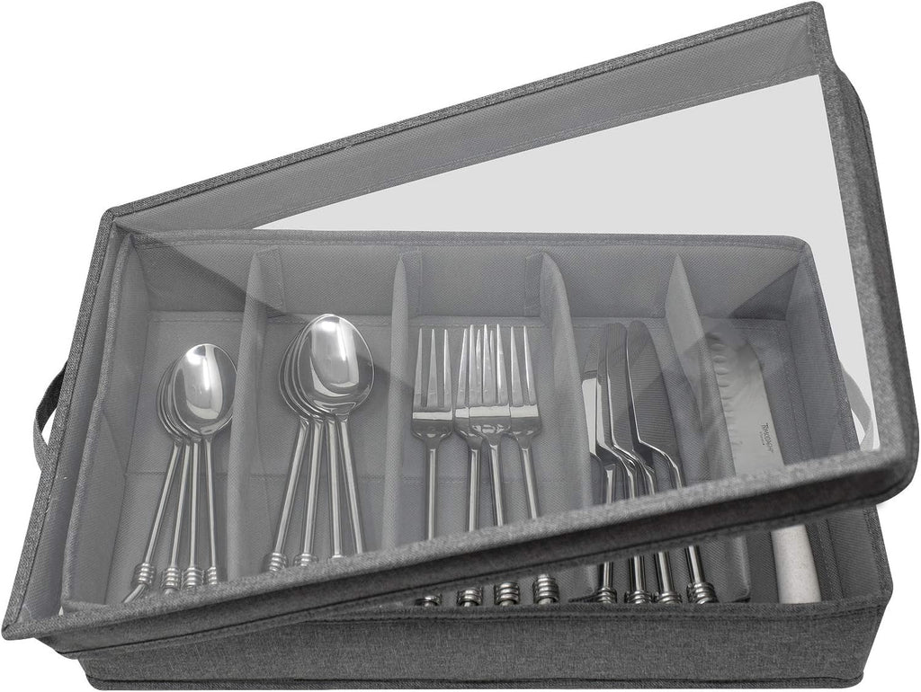Gray Flatware Storage Chest with Clear Lid P105583