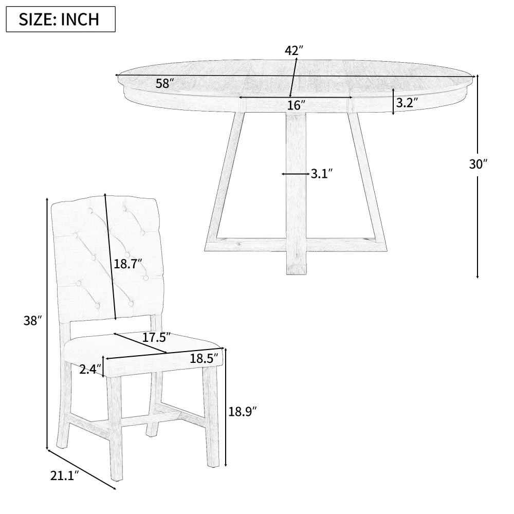 5-Piece Round Dining Set with 4 Upholstered Chairs T79813