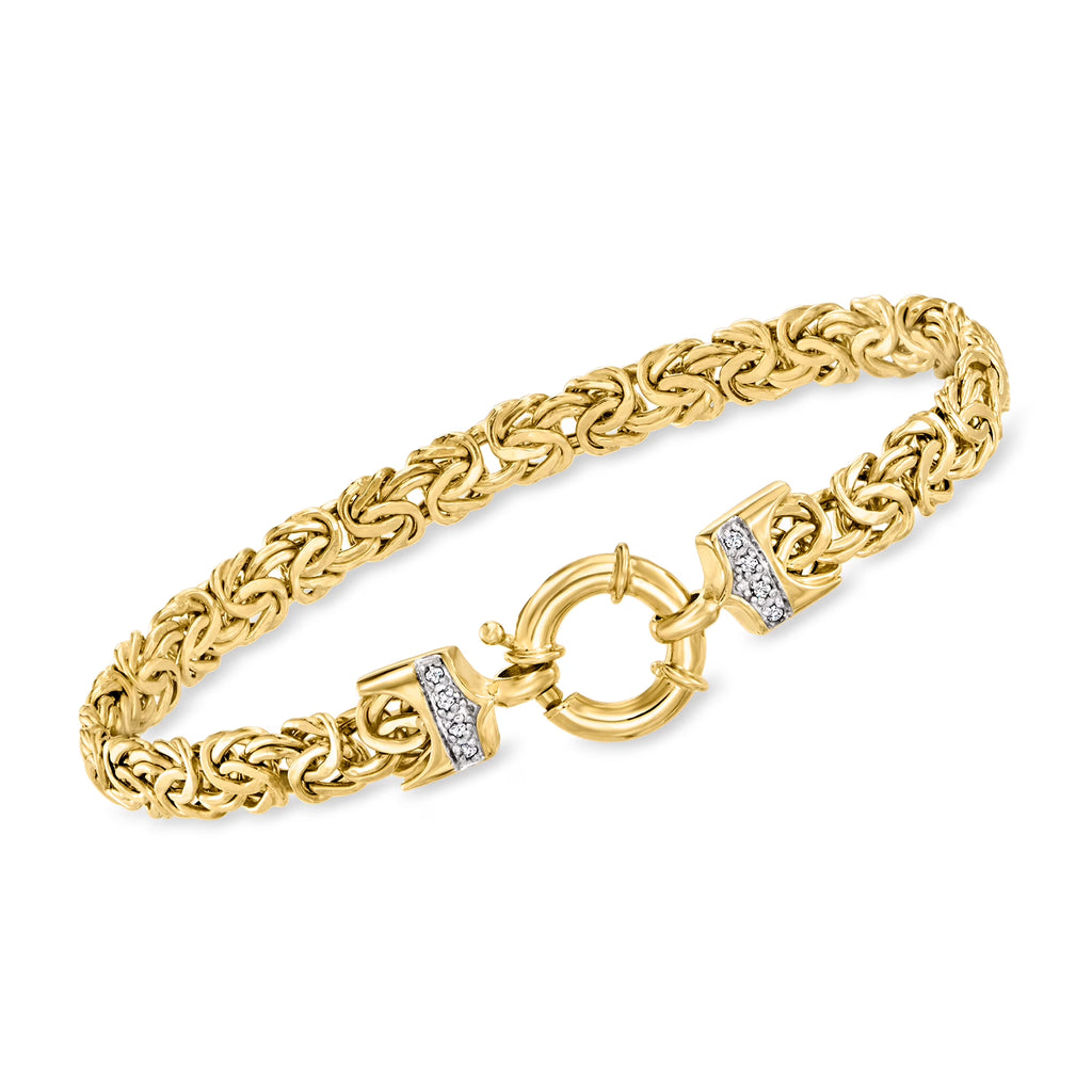 14kt Yellow Gold Byzantine Bracelet With Diamond Accents B522