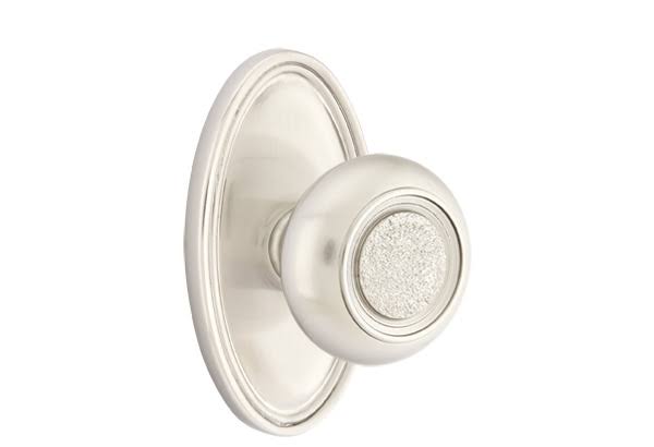 Satin Nickel Passage Knob with Oval Rose Y82432