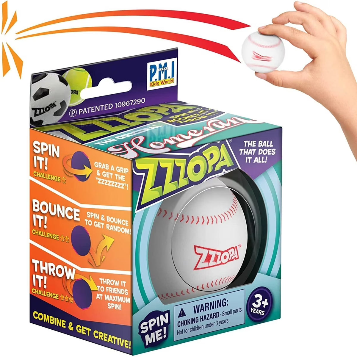 Fidget Stress Ball Mini Baseball Spin Bounce Toy J656686