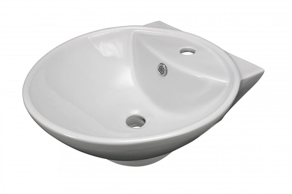17x22 Round White Bathroom Sink with Overflow C9828