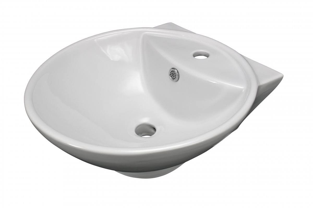 17x22 Round White Bathroom Sink with Overflow C9828