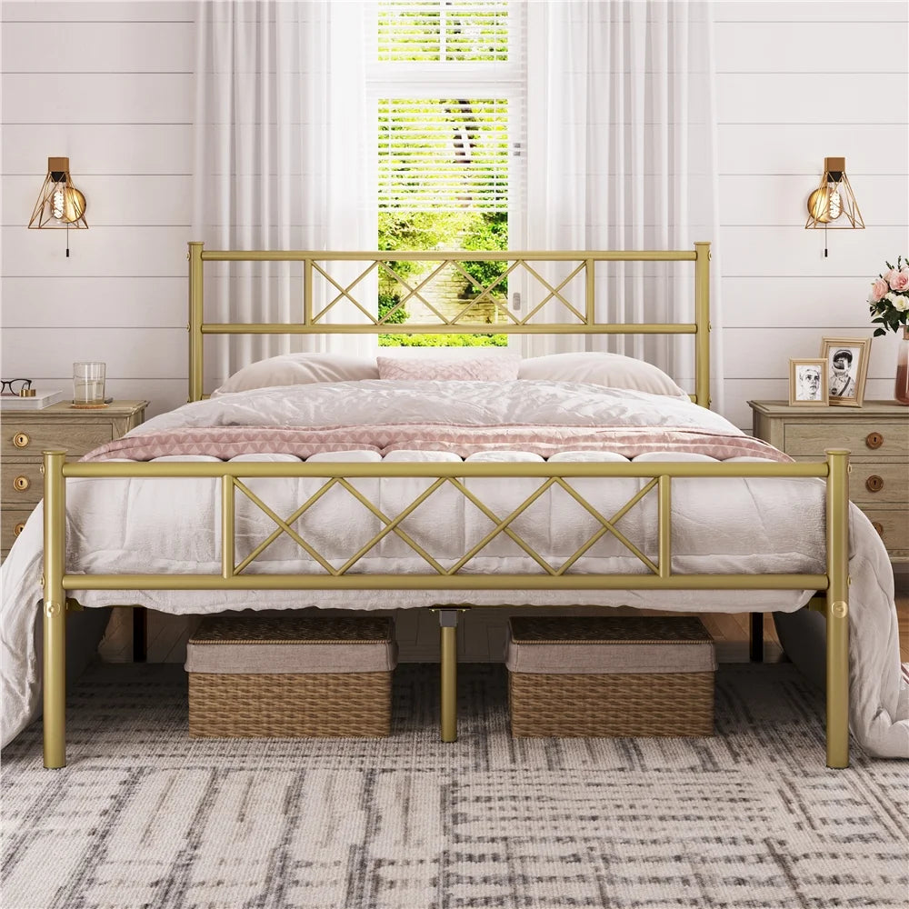 White Twin Metal Bed Frame with Headboard & Footboard C2225