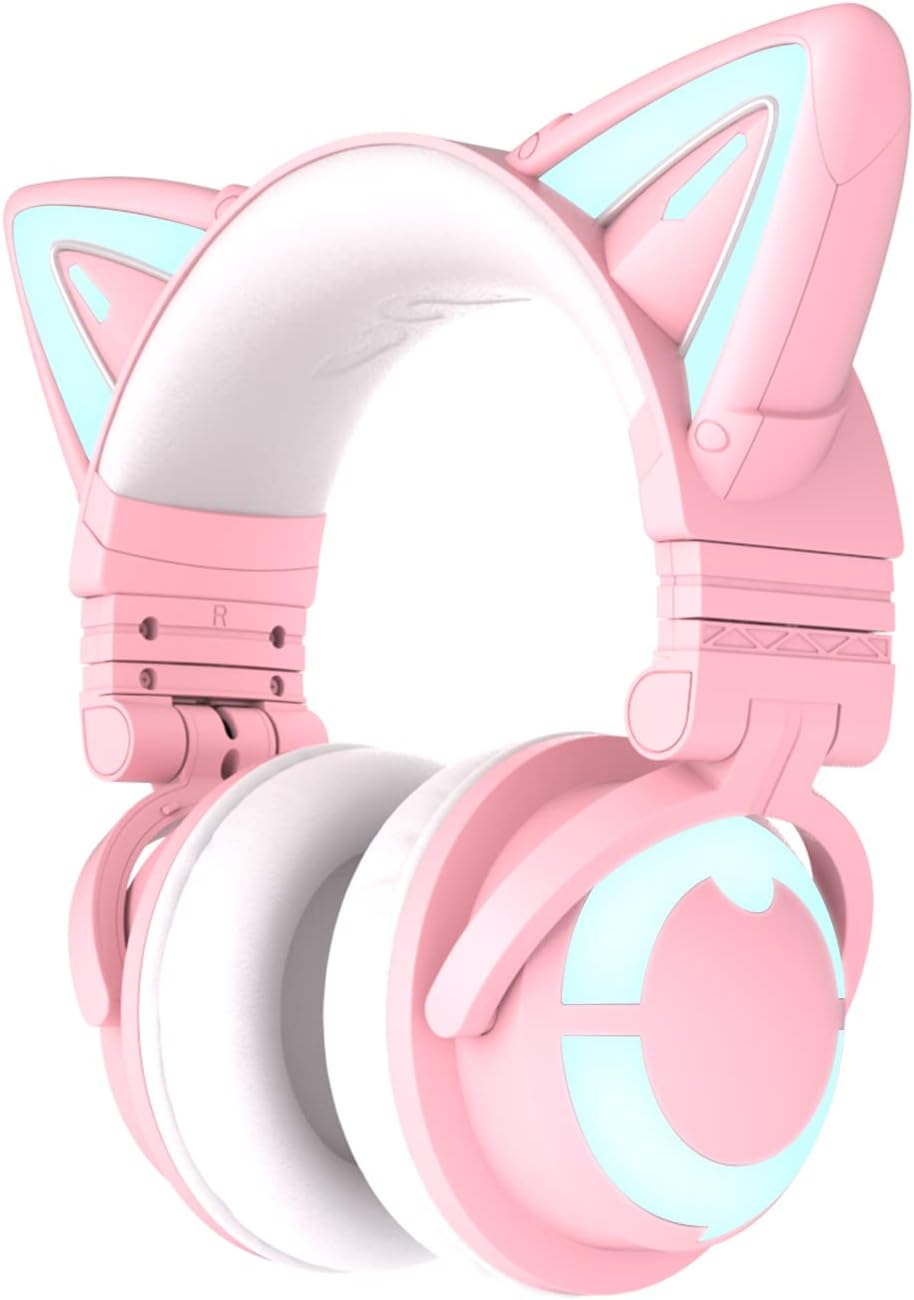 RGB Wireless 5.0 Foldable Gaming Headset with 7.1 Surround Sound, Built-in Mic, Type-C Charging Cable Z574